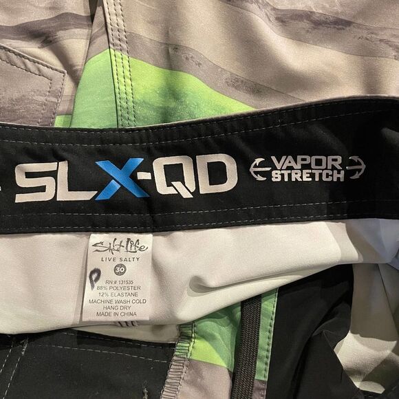 SALT Life SLX-QD Vapor Stretch Boardshorts Gray Green Size 30 - Picture 4 of 6